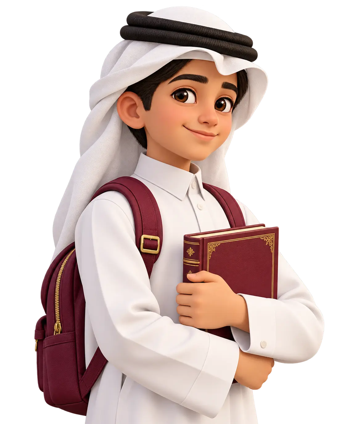 طالب قطري يحمل كتابه
